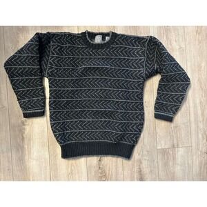 Vintage Gap Sweater Wool Flecked Crew Neck Black Gray Men's  Small Y2K 100% Wool